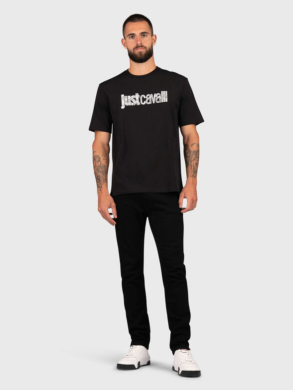 Black T-shirt with contrast logo - 2