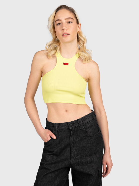 Top galben cu accent logo contrastant - 1