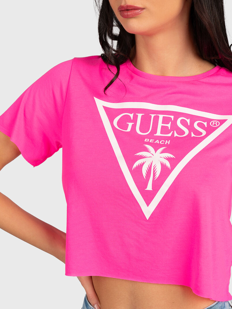 Cropped T-shirt with logo print - 3