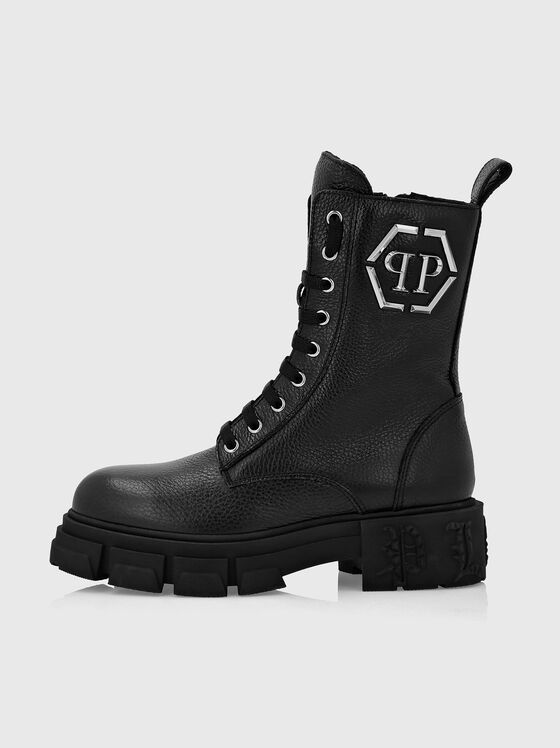 Ghete din piele cu logo - 1