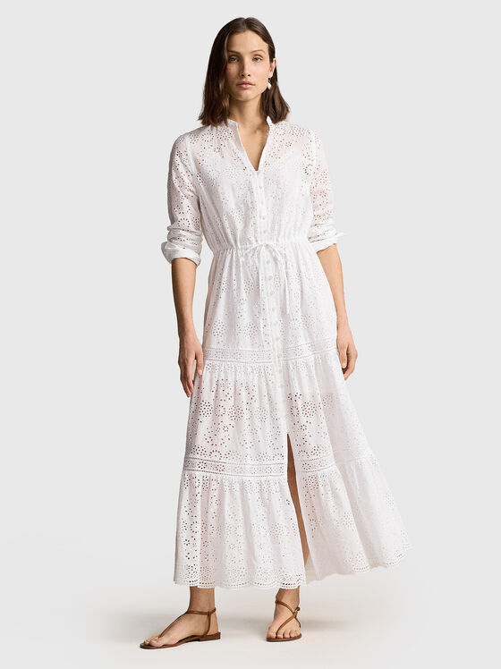 Rochie maxi din bumbac cu broderie - 1