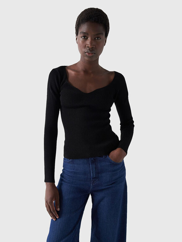 Knitted blouse in black - 1