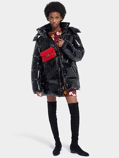 Black padded jacket with hood - 5