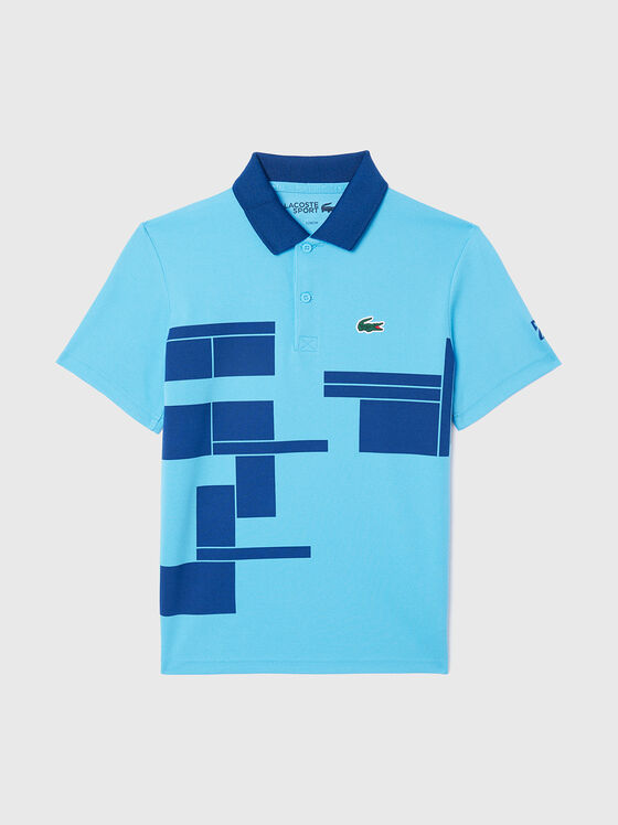 Tricou polo albastru cu detaliu logo  - 1