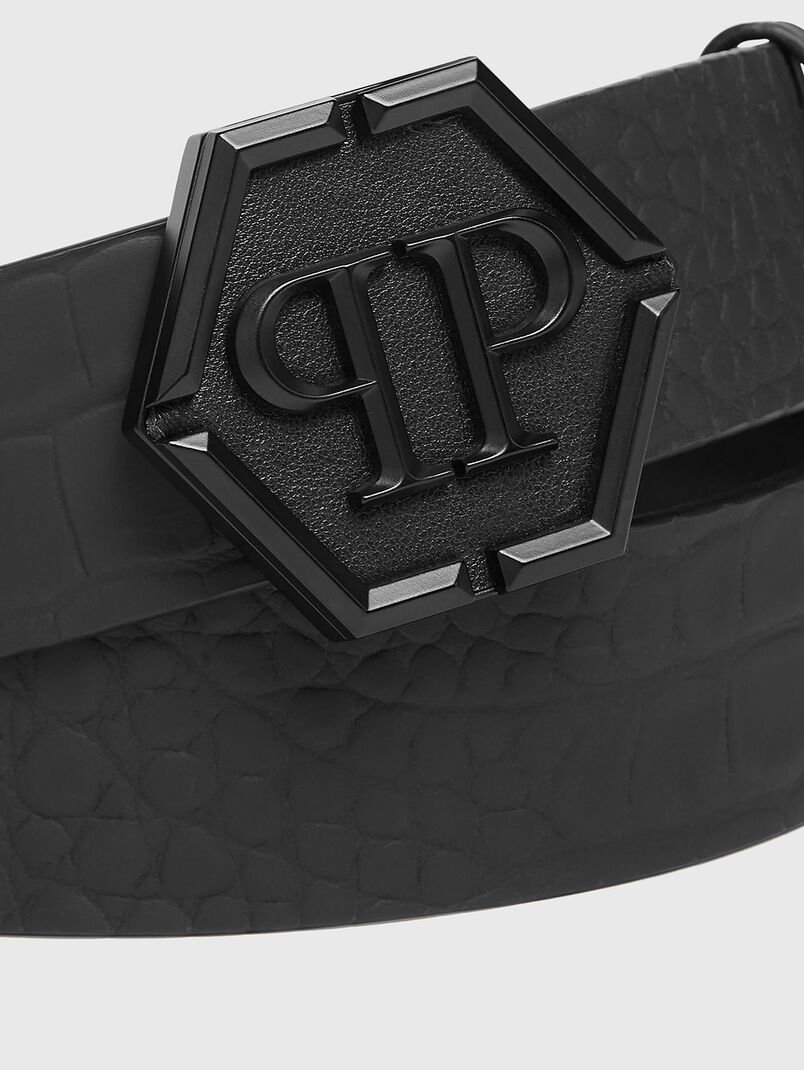 Leather belt with croc effect - 3