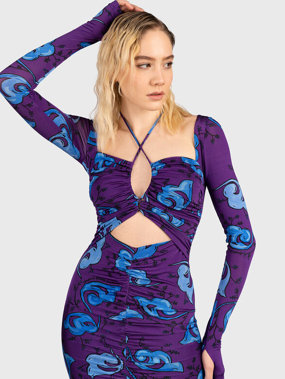 Purple dress with contrasting print - 5