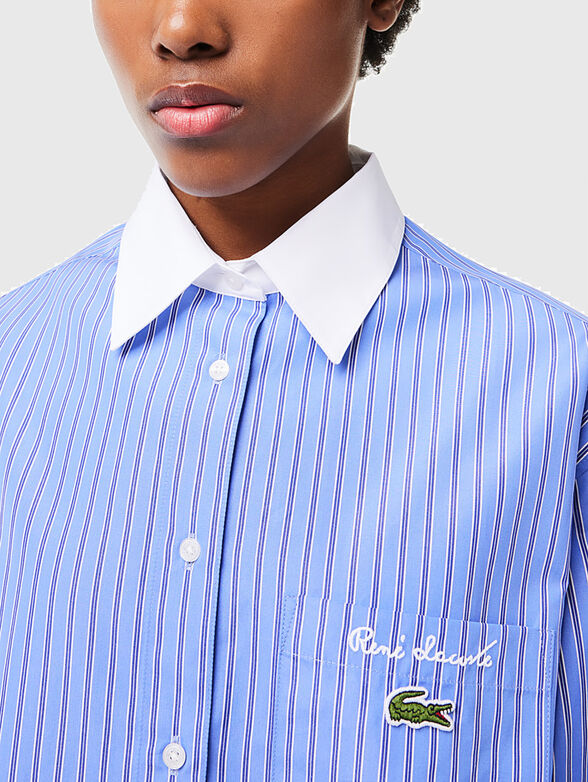 Contrast collar stripe shirt  - 4
