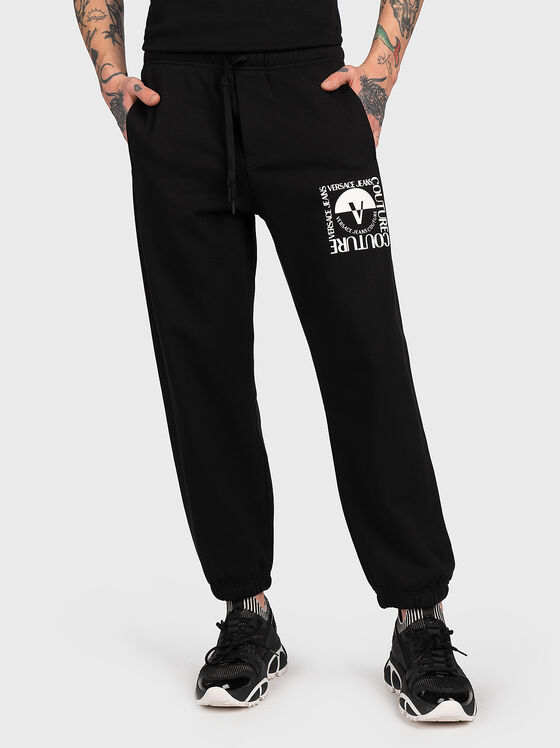Black trousers with contrasting logo - 1