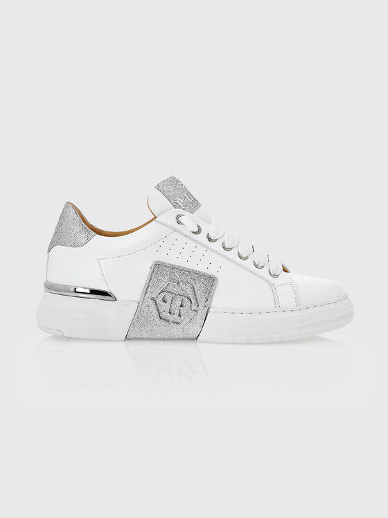 PHANTOM KICK$ white sports shoes with silver details - 1