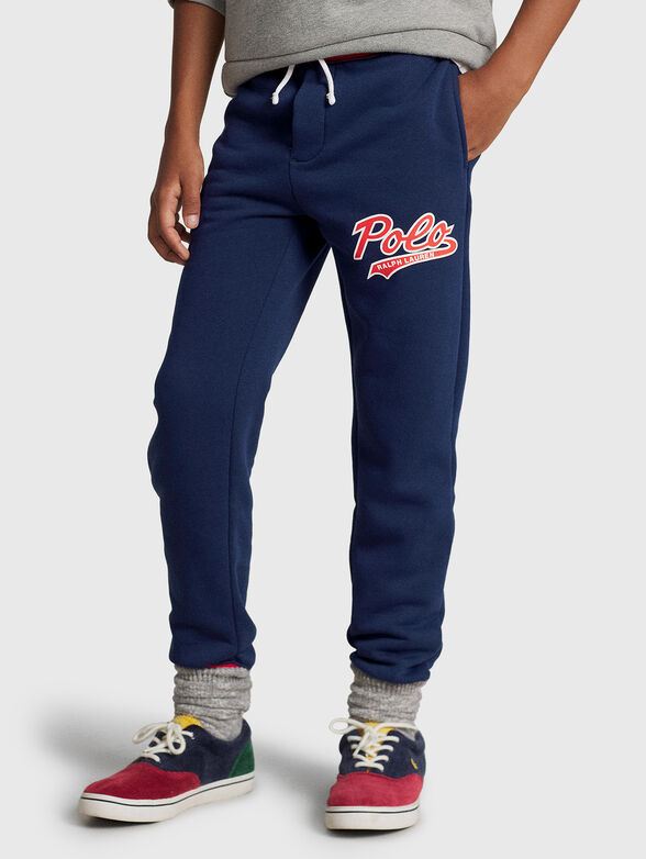 Sports pants with logo print and laces - 1