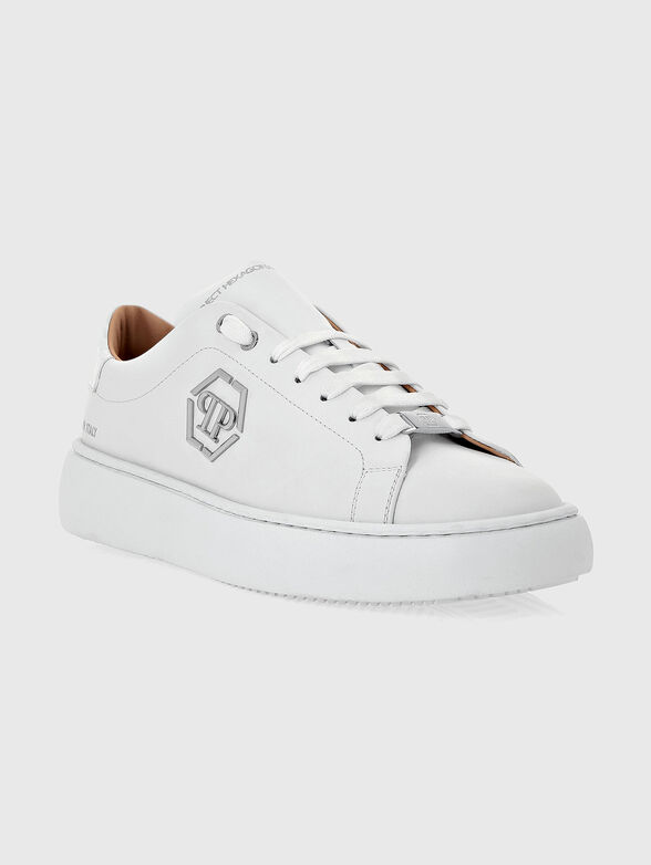 White leather sneakers with black detail - 2