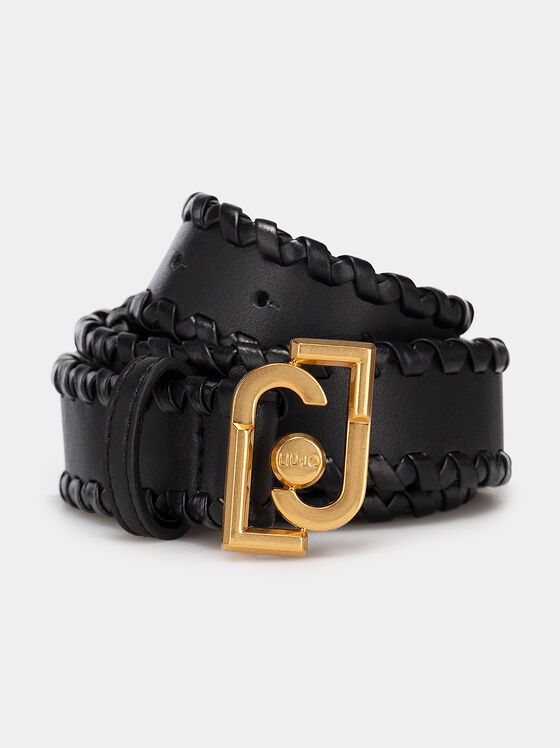 Black belt with gold logo buckle - 1