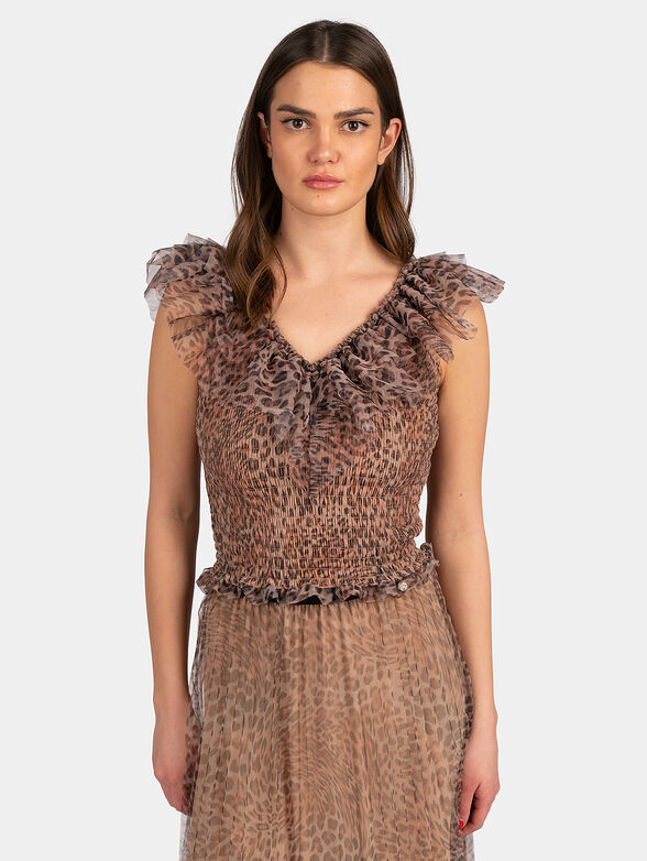 V-neck top with animal print - 1