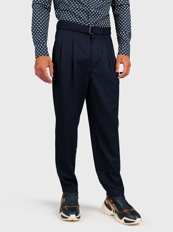 Dark blue trousers with belt - 1