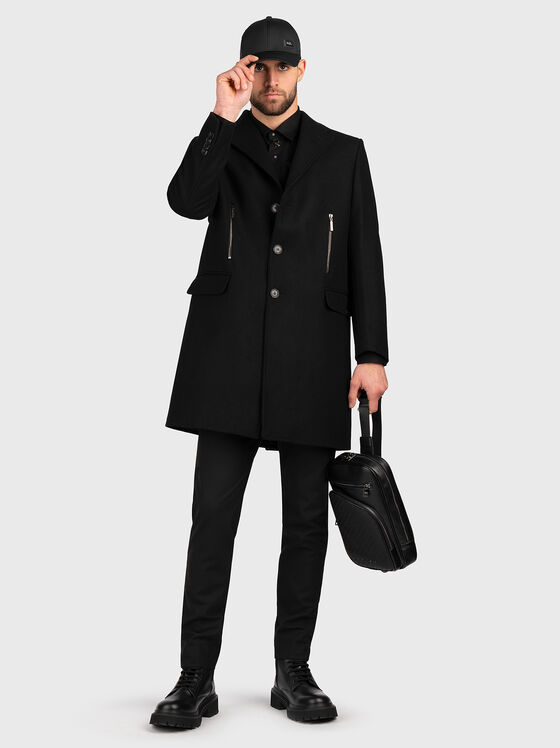 Black wool blend coat  - 2