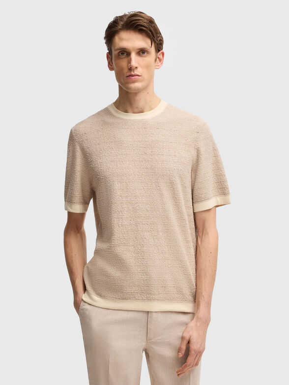 Cotton T-shirt with oval neckline - 1