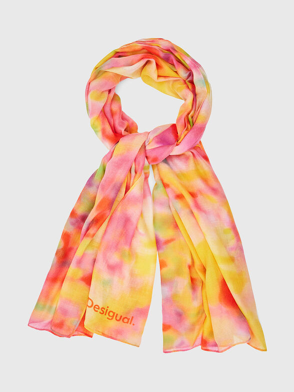 Multicolored scarf with logo inscription - 1