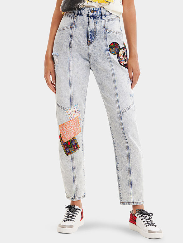 Jeans with Mickey Mouse patch - 1