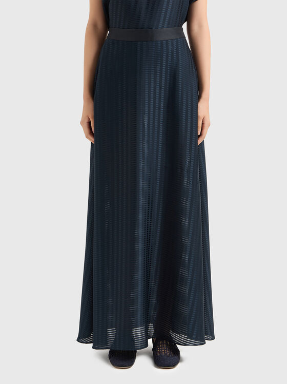 Fustă maxi albastru închis cu design geometric  - 1