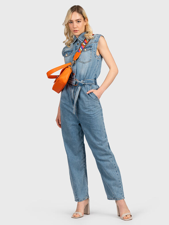 Denim jumpsuit with belt - 1