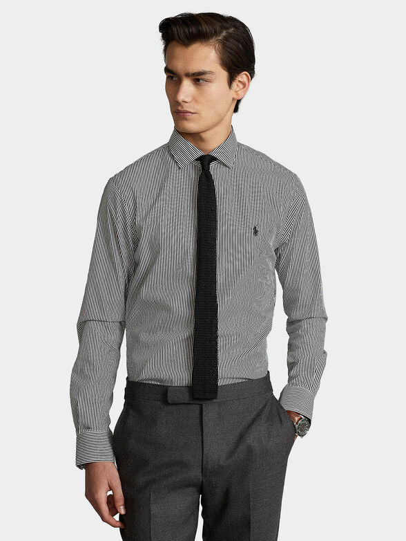 Striped shirt with embroidery logo - 1