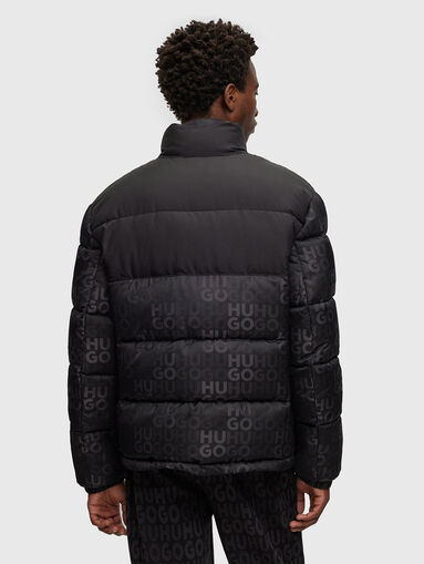 Black puffer jacket with monogram print - 3