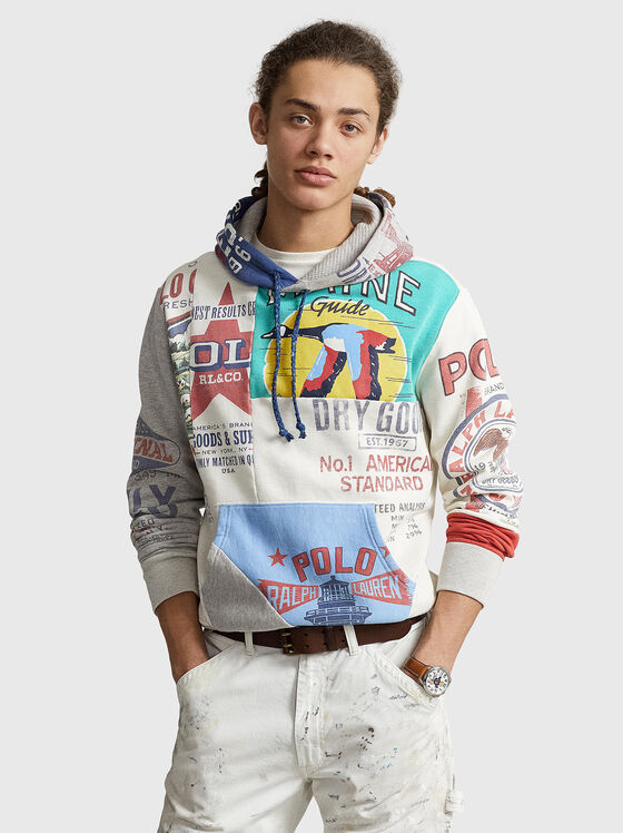 Hooded sweatshirt with multicolour print - 1
