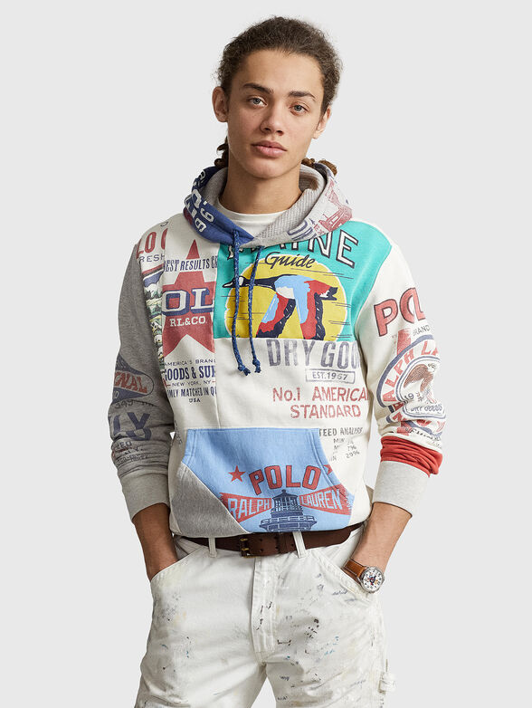 Hooded sweatshirt with multicolour print - 1