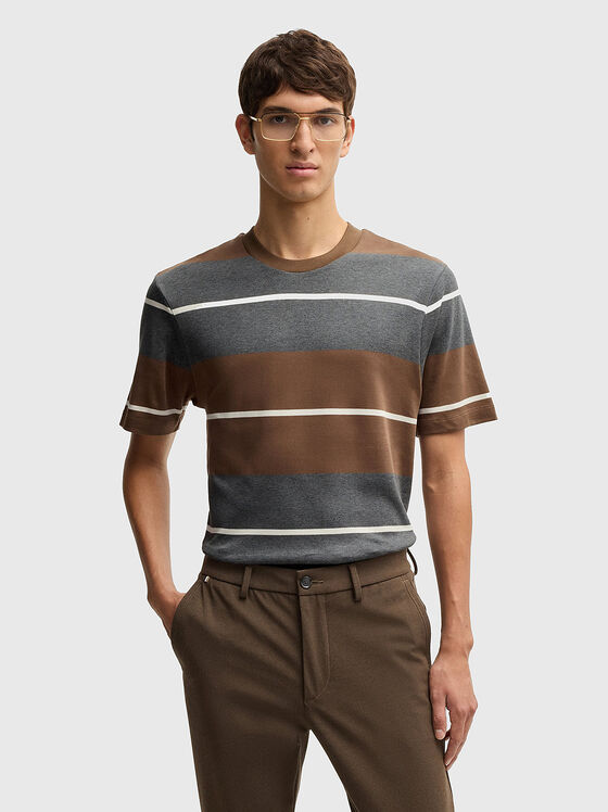 Tricou din bumbac cu dungi orizontale - 1