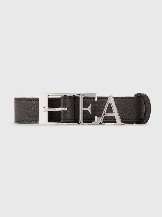 Leather belt with logo buckle - 1