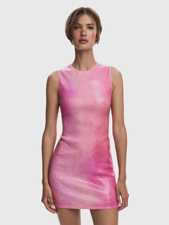 Mini slim dress with sequins - 1