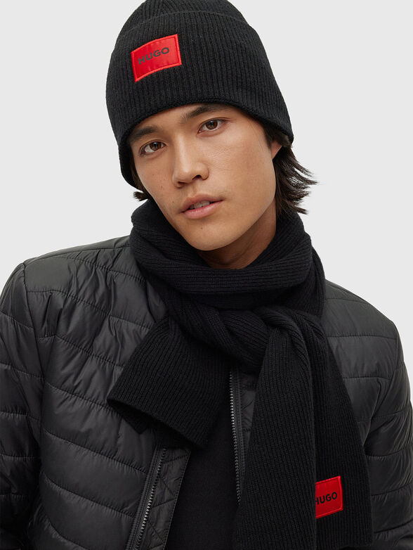 Black wool blend scarf  - 3