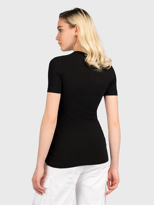 Black T-shirt with gold-colored logo accent - 3