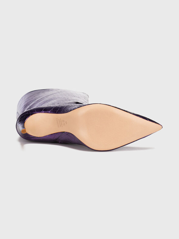 Purple leather ankle boots with metallic effect - 5