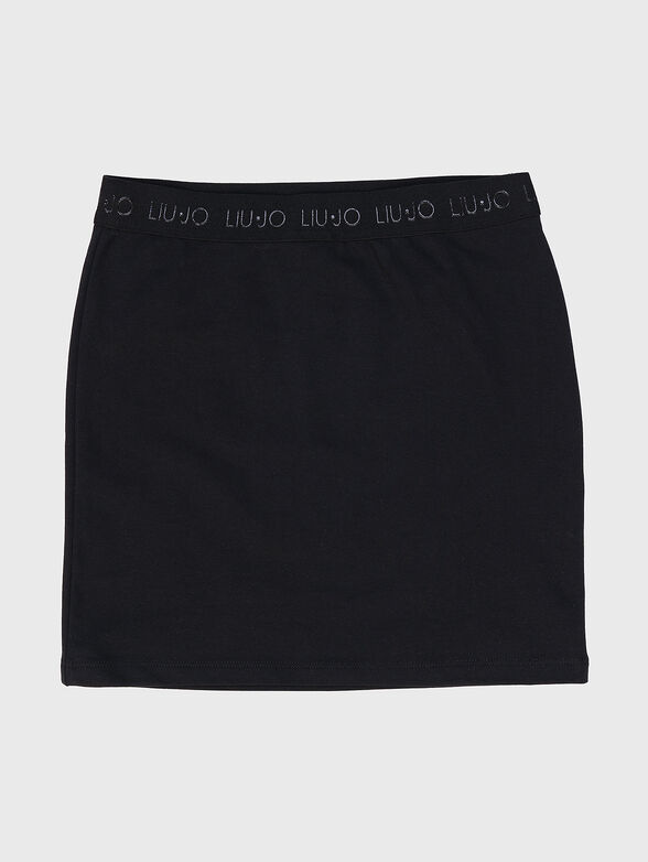Black cotton blend skirt with logo accent - 1