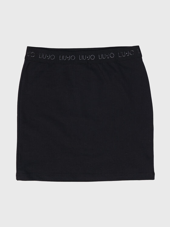 Black cotton blend skirt with logo accent - 1