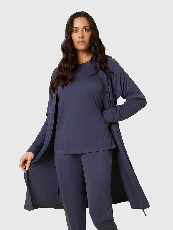 RIB LACE blue bathrobe  - 3