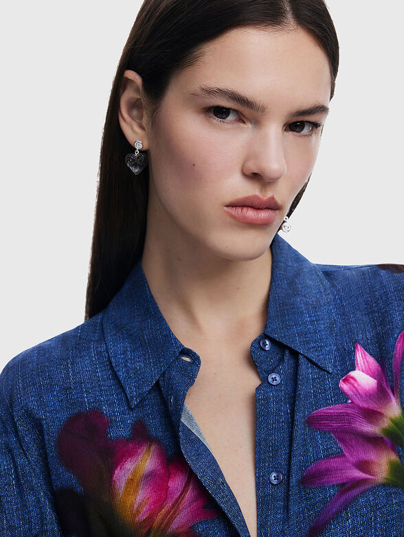 Long-sleeved shirt with floral motifs - 4