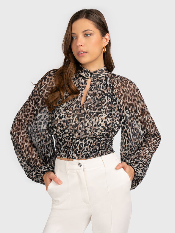 BIANCA short blouse with animal print - 1