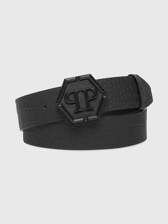Leather belt with croc effect - 1