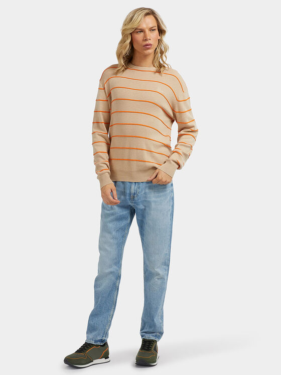 Beige striped sweater - 1
