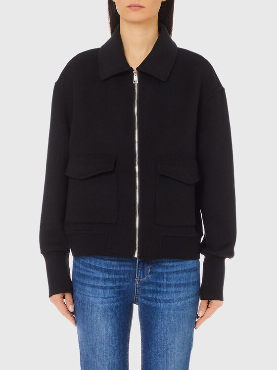 Black short coat with zipper - 1