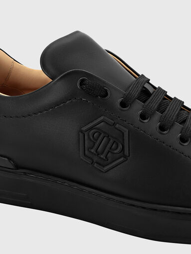 Black leather sports shoes  - 3