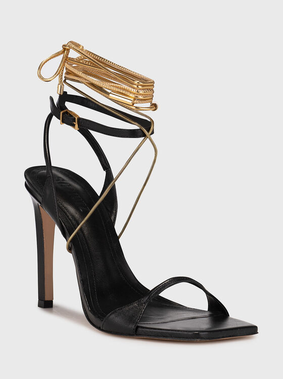 Sandale negre cu accent auriu - 2