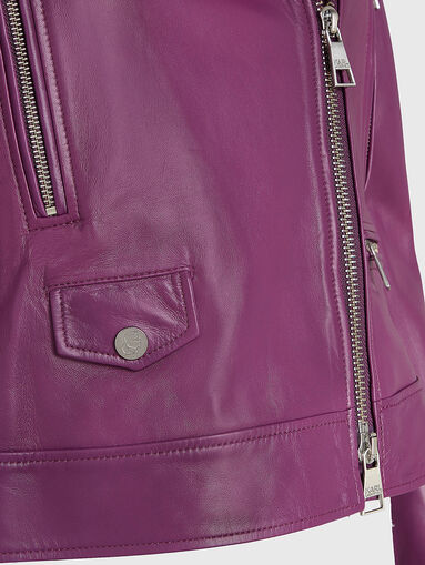 Black leather biker jacket  - 4