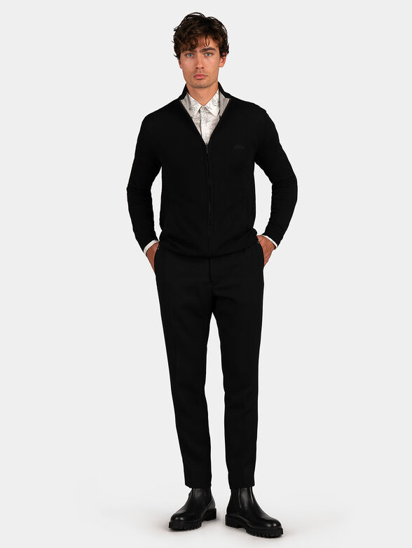 Black cardigan with zipper and logo embroidery - 2