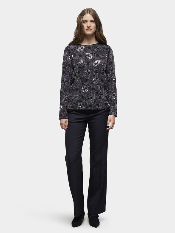 Black blouse with sparkling gemstones - 1