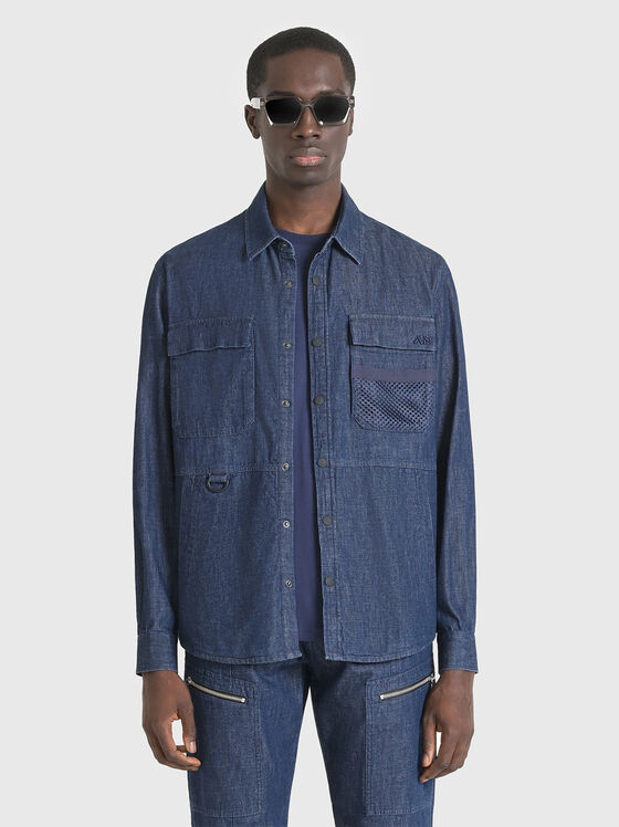 Cămașă din denim cu mâneci lungi și logo - 1