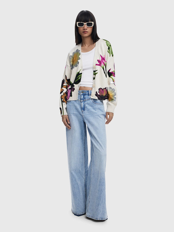 Cotton cardigan with floral print - 2