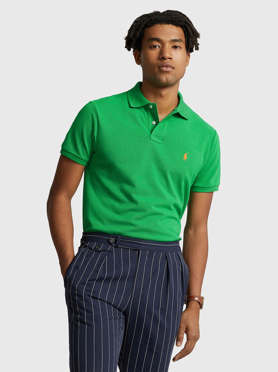 Polo shirt with contrast logo in green - 1